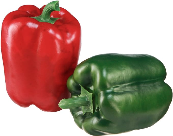 Paprikadecoratie rood groen kunstnet Ø8cm H11,5cm 4 stuks, 4 Stück