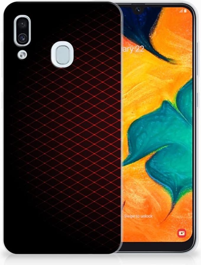 TPU Hoesje voor Samsung Galaxy A30 TPU bumper Geruit Rood