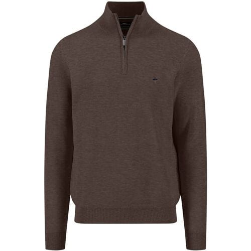 Fynch-Hatton Trui Troyer Zip Fine Allover Texture Earth / male