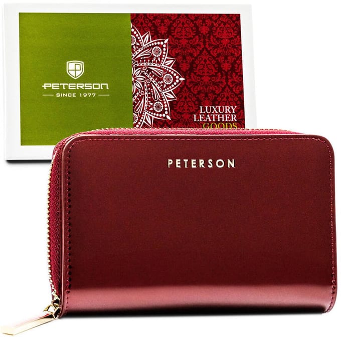 Peterson - Dames Portemonnee - Rood - RFID beveiliging - Echt Leer