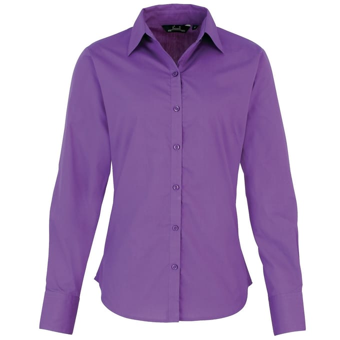 Premier Dames/Dames Popeline Blouse met Lange Mouwen (Rijke Violet)