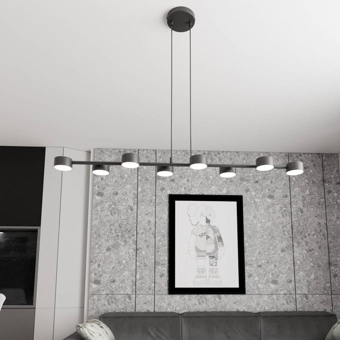 EMIBIG LIGHTING Plafondspot Megara, lengte 100 cm, metaal, 8-lamps.