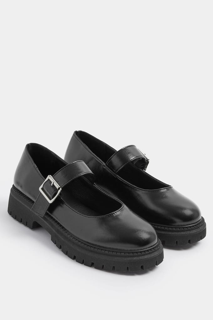 Yours Zwarte Chunky Mary Janes In Brede Epasvormsize 38EEE
