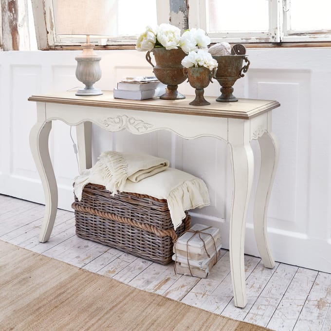 LOBERON Sidetable Bellerose antiekwit/bruin