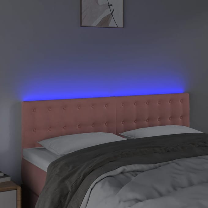 vidaXL - Hoofdbord - LED - 144x5x78/88 - cm - fluweel - roze