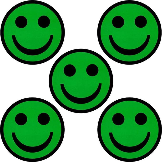 2DOBOARD Groene Smiley Magneten Whiteboard - 5 cm - 5 stuks - Weekplanner Whiteboard - Planbord Kinderen Koelkast - Weekplanner kind - Planbord kind
