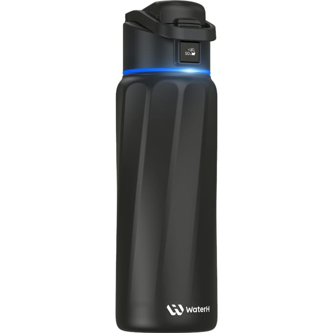 WaterH Boost Slimme Waterfles - dubbelwandig staal - 946ml - zwart