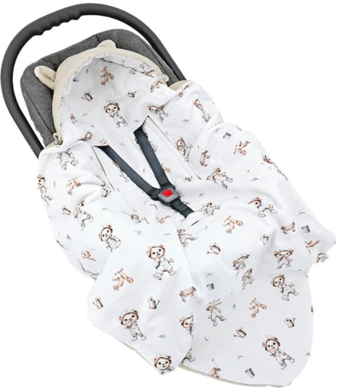 Velvet Baby Car Seat Sleeping Bag for 3- and 5-Point Harnesses - Gardener Bear