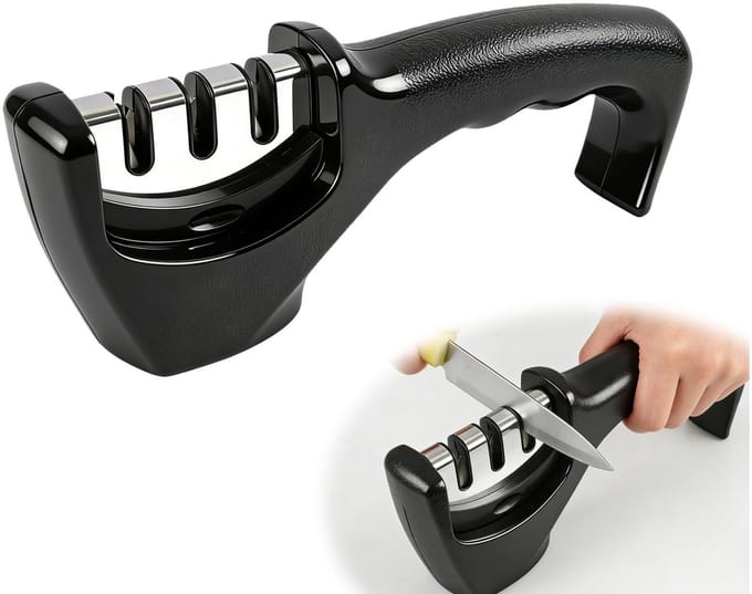 Dailygoods - Professionele Handmatige Messenslijper met Drie Niveaus