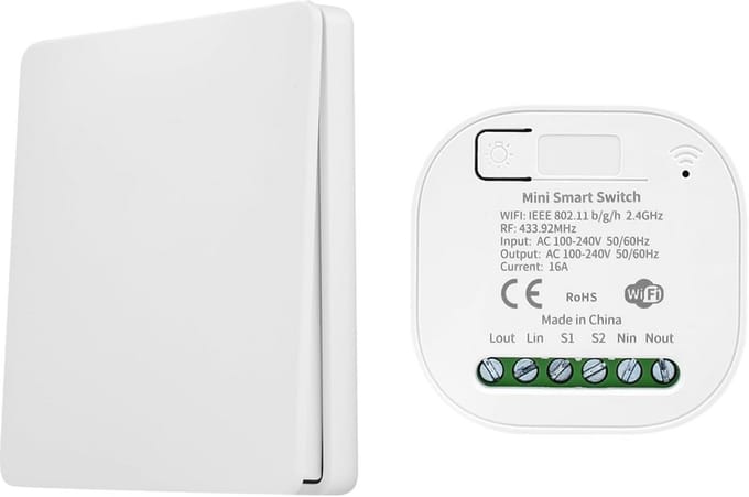 Draadloze Lichtschakelaar 16A - Intelligente RF 433 MHz Schakelaar voor Google Home en Alexa