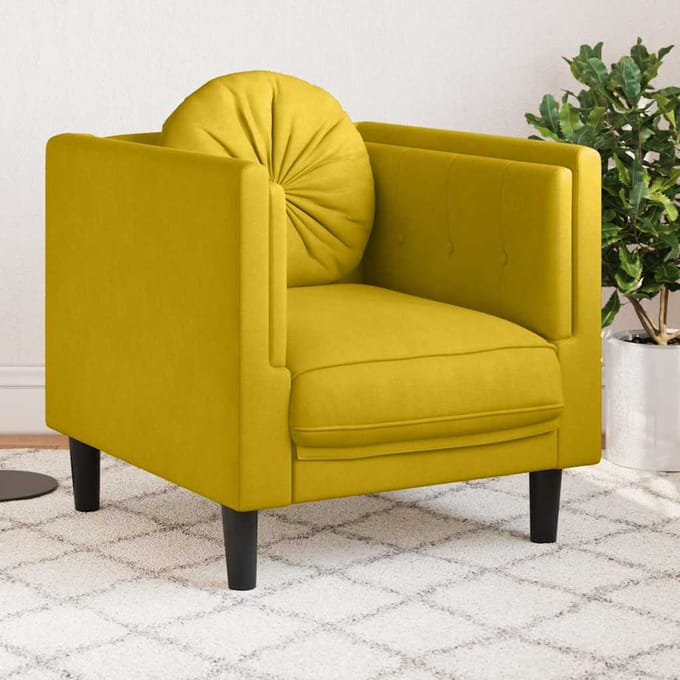 vidaXL - Fauteuil - met - kussen - fluweel - geel