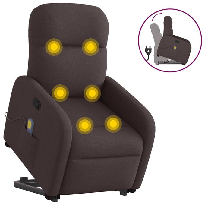 vidaXL - Sta-op-massagestoel - verstelbaar - stof - donkerbruin