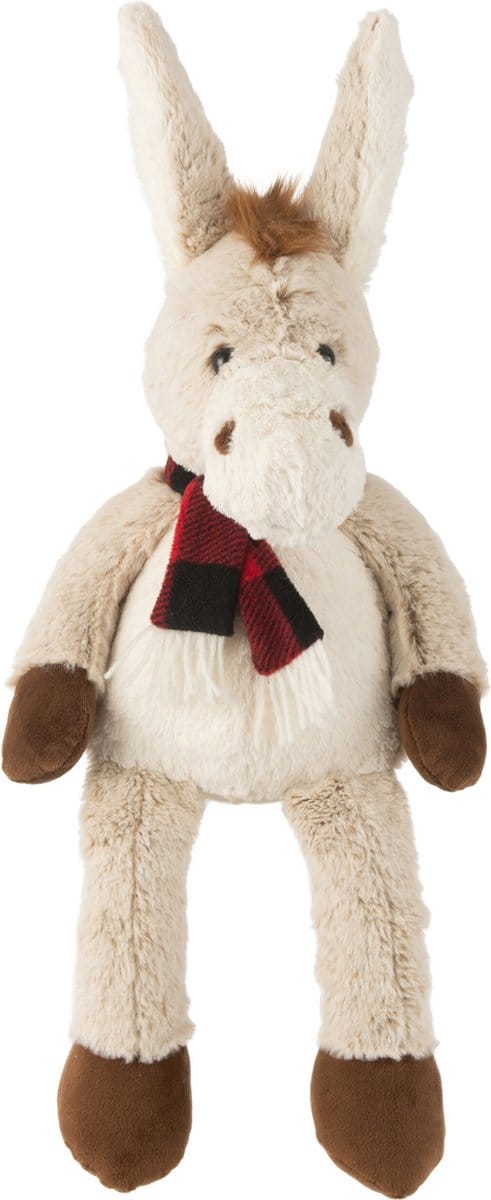 J-Line knuffel Ezel + Sjaal - polyester - beige/bruin - medium
