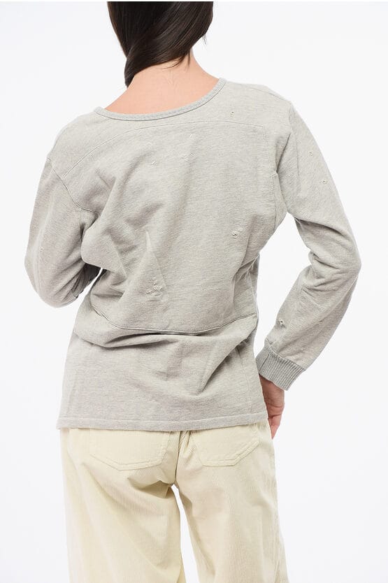 MM1 MM10 Sweatshirt met ronde hals en 2 knopen in grijs
