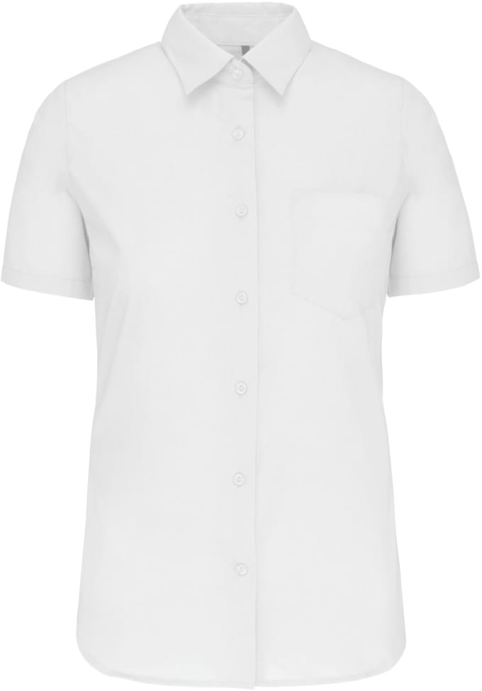 Kariban Dames Poplin Blouse Korte Mouwen K544 - White - M