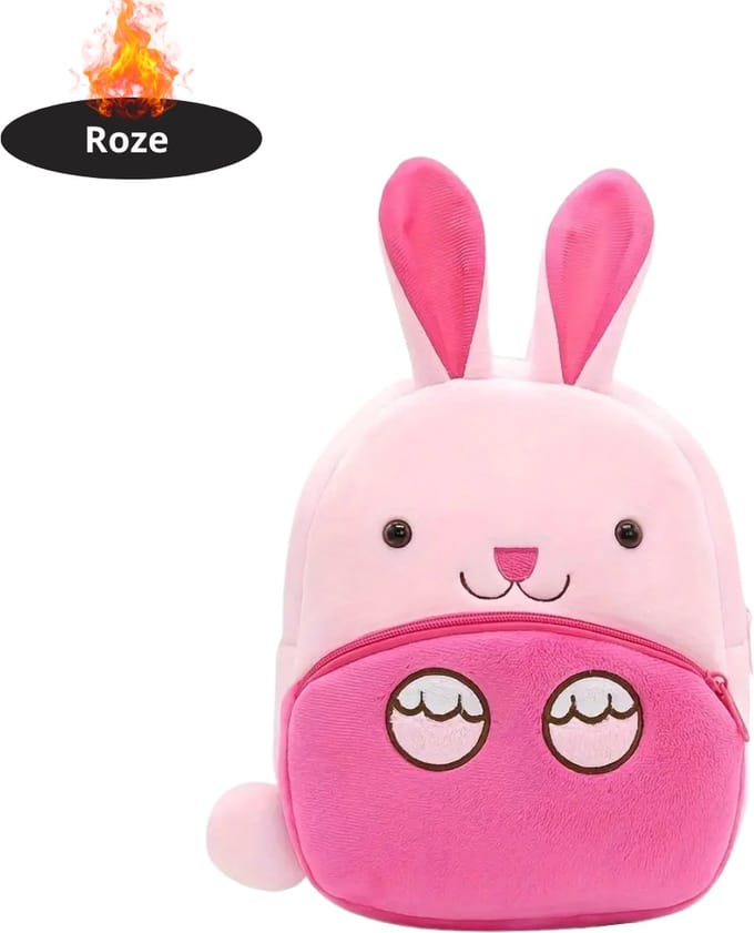 Nivard Kinder Rugzak - Jongen - Meisje - Schooltas - Backpack - Roze Konijn