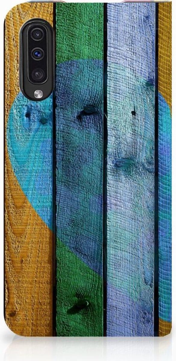 Samsung Galaxy A50 Book Wallet Case Wood Heart - Cadeau voor je Vriend