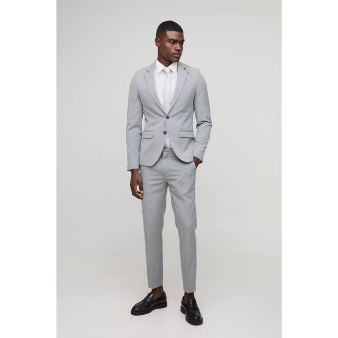 Super Skinny Single Breasted Suit Jacket | Grey | Size 52