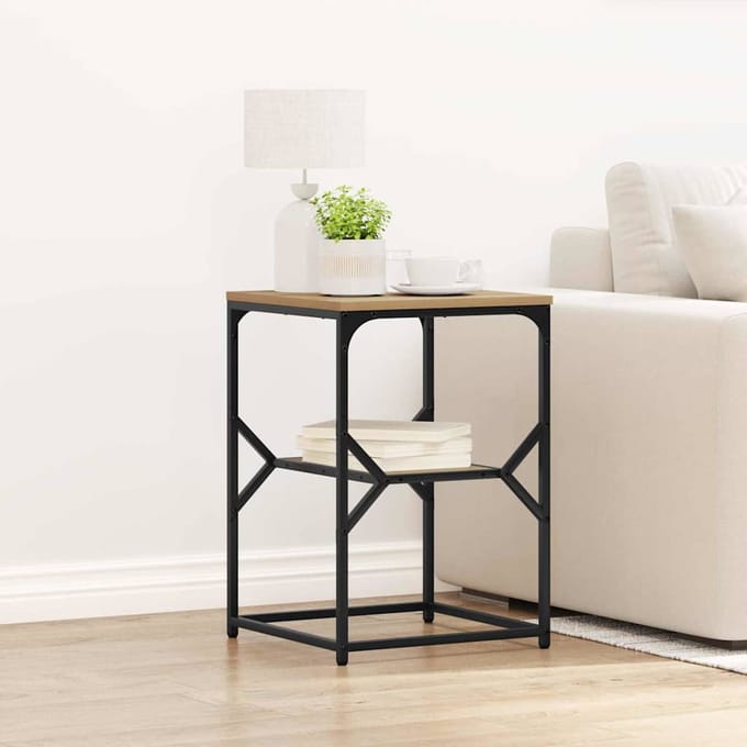 vidaXL - Bijzettafel - Artisan - Eiken - 41 - x - 40 - x - 60 - cm