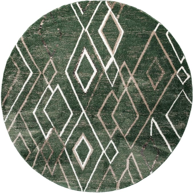Fraai Berber vloerkleed rond - Blend Diamond Groen - Ø 120cm