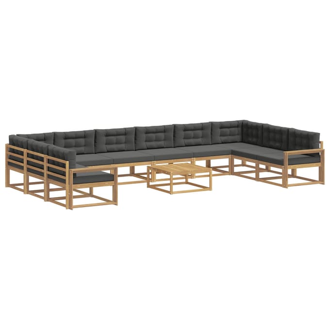 vidaXL - Buiten - bank - set - 11 - st - Wit - en - antracietkleurig