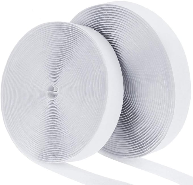 Cuhostki - zelfklevende klittenband - 25m 2.5cm - wit - strakke houden voor interieur