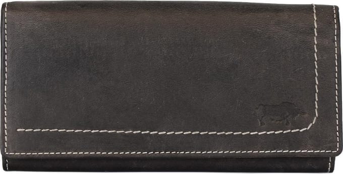 Dames Portemonnee Leer Luxe Overslag Model - Donkerbruin