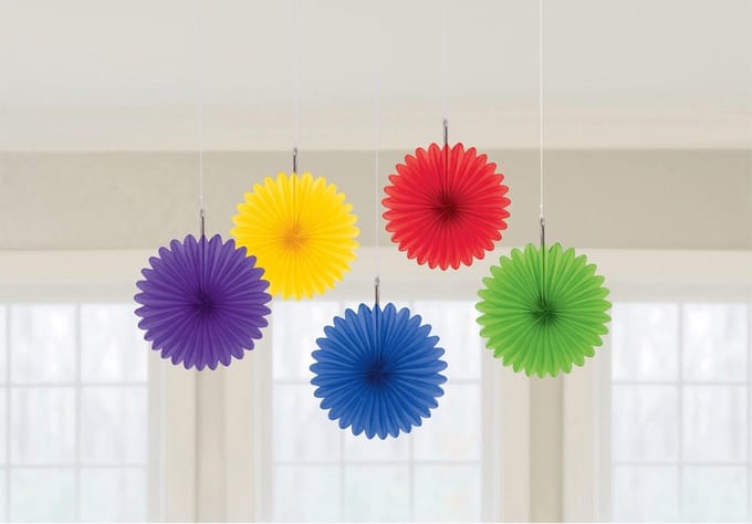 Amscan Waaiers Feestdecoratie Multicolor 15 Cm 5 Stuks