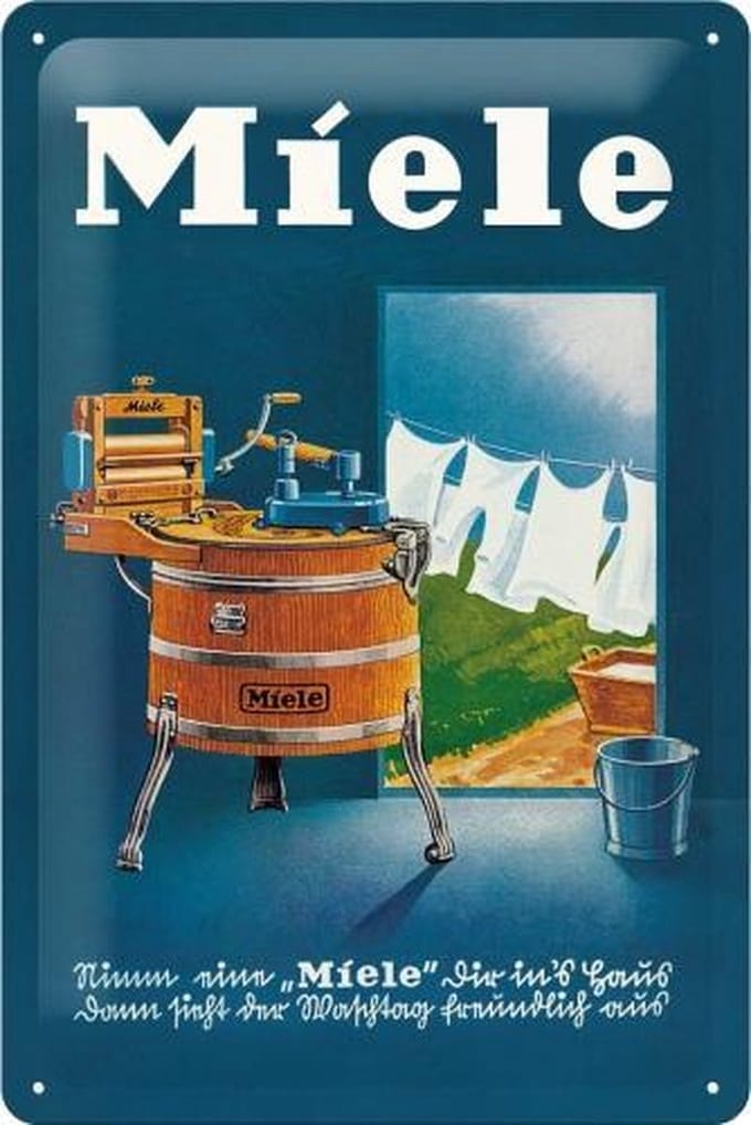 Miele, metalen wandbord met reliëf 20x30