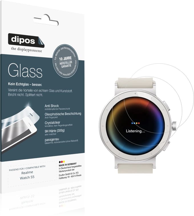 dipos – 2x Pantserfolie geschikt voor Realme Watch S5 | 9H Screenprotector