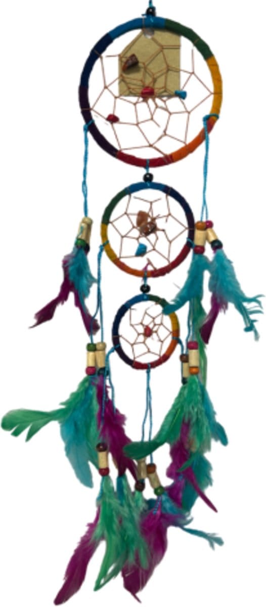 Dromenvanger suede 9 cm edelsteentjes - rainbow