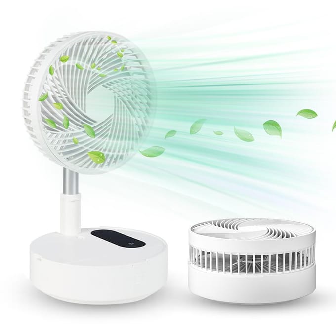 8,3   Opvouwbare Staande Bureau Koelventilator met Afstandsbediening, Nachtlampje en Touchscreen, Draagbare Ventilator wit