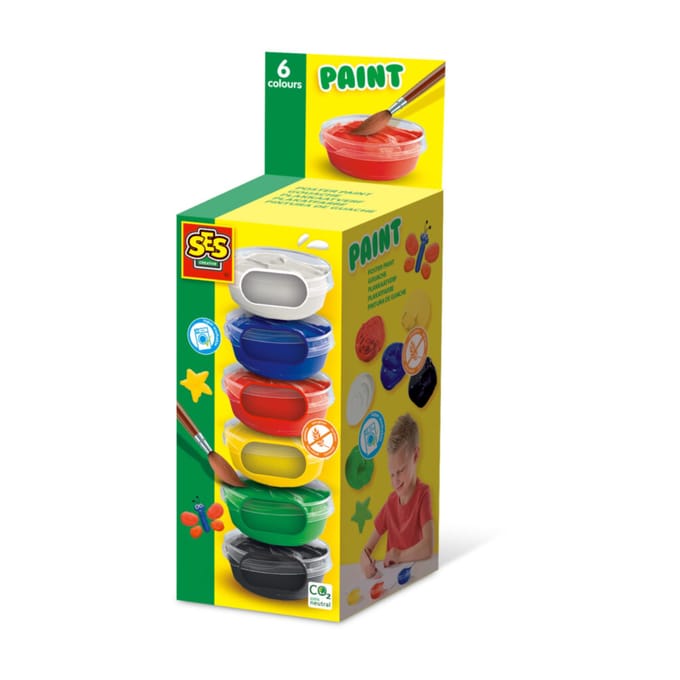 SES Creative Plakkaatverf - 6 Basiskleuren Extra Dekkend - Vanaf 3 Jaar - 6 x 45 ml - Knutselen - Glutenvrij - Schoencadeautjes Sinterklaas