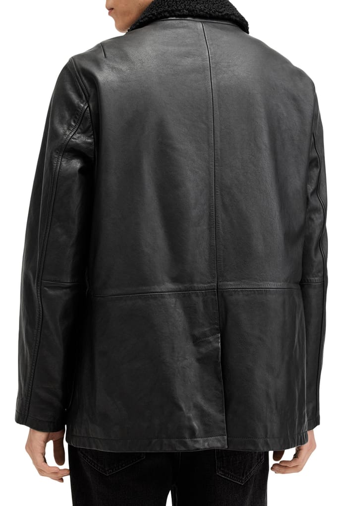 AllSaints Moriarty Coat Black Größe: L | Lederjacken Outlet | Herren | Schwarz