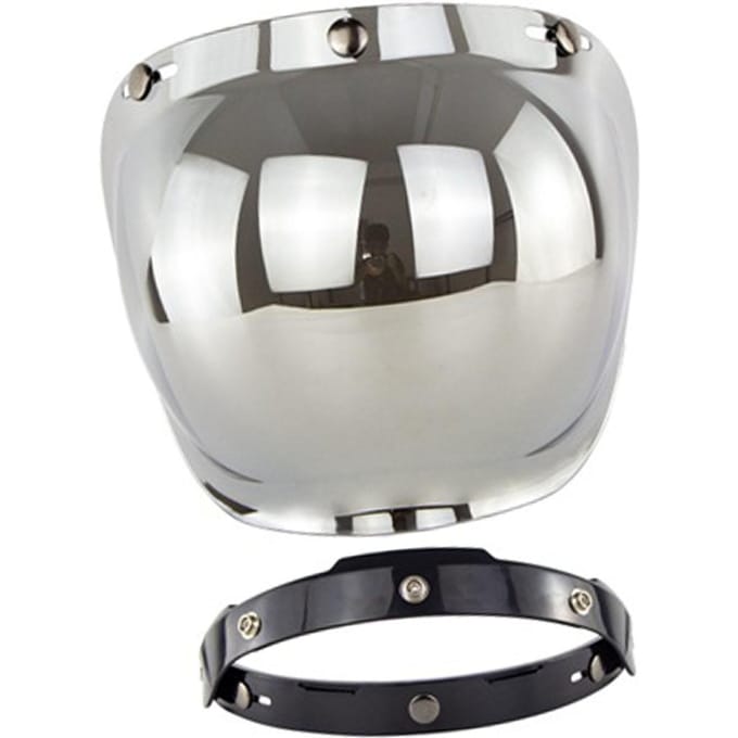 Motorfiets Retro Bubble Shield Vizier PC Lens 3 Drukknoop Helm Windscherm met Frame Set Zilver gray