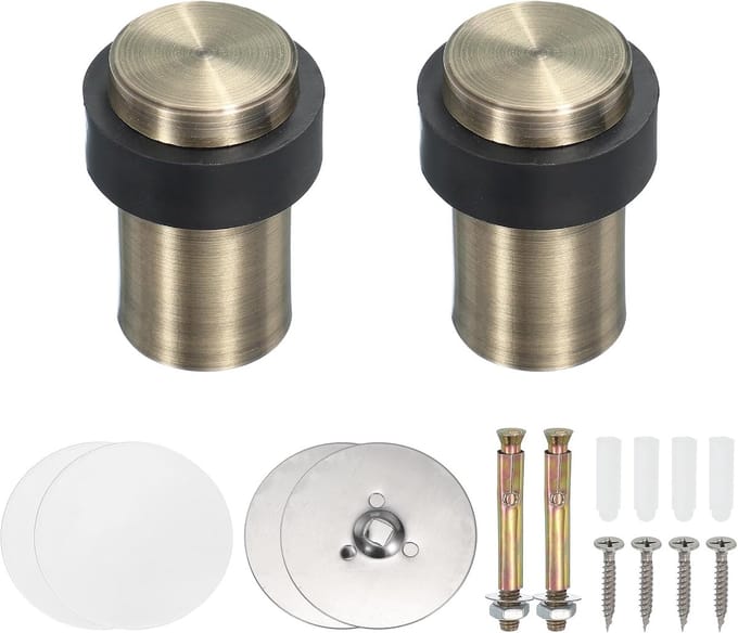 Deurstoppers Set - Deurwig - Deur Stabiliseren - Roestvrij Staal - 60 mm Hoog - Brons