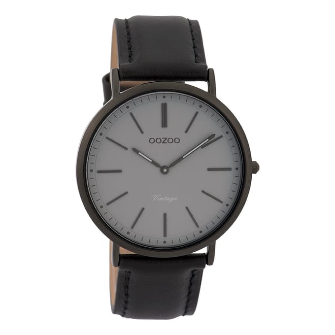 Zwarte OOZOO horloge met zwarte leren band - C9319
