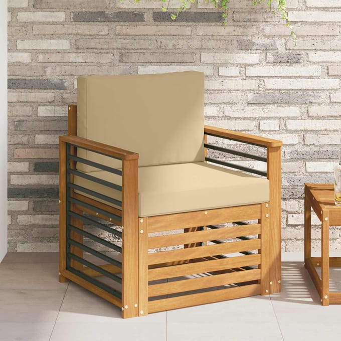 vidaXL - Buiten - bank - set - Massief - Acacia - Hout - en - Polyester