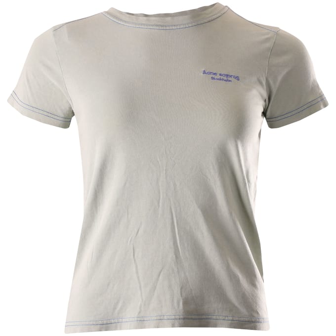 Acne Studios T-shirt met geborduurd logo in lichtgroen katoen
