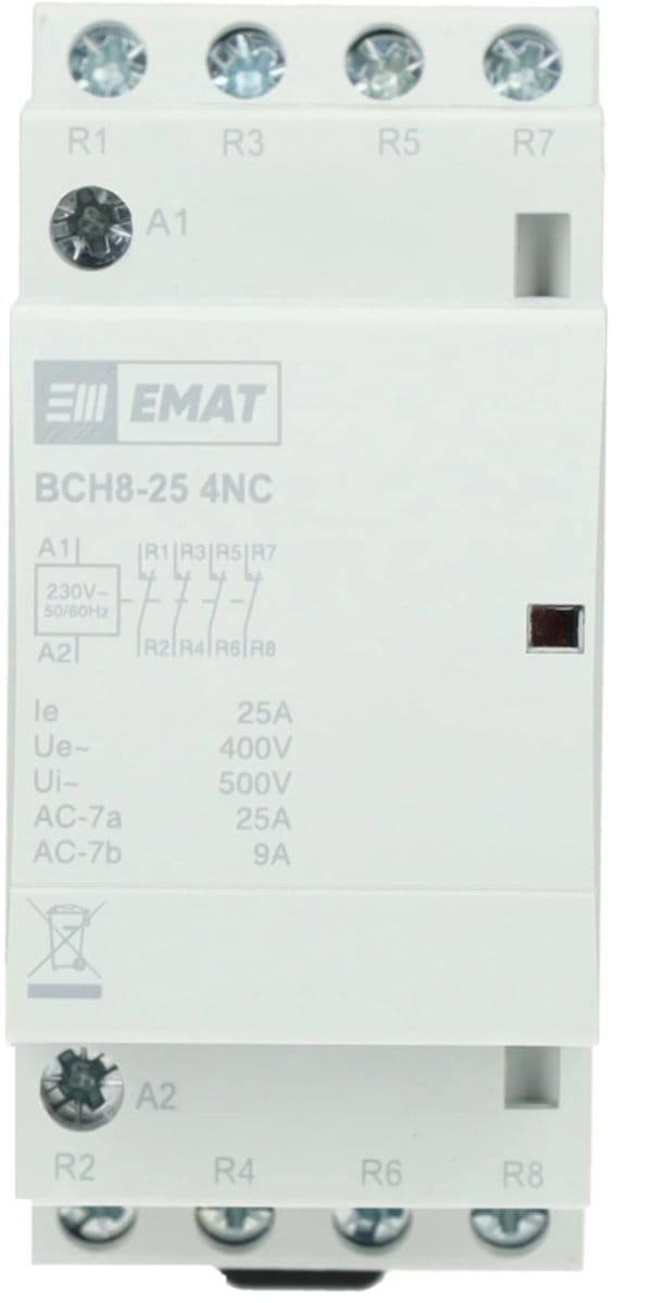EMAT magneetschakelaar 230/400V 25A 0 maak en 4 verbreek (85010007)