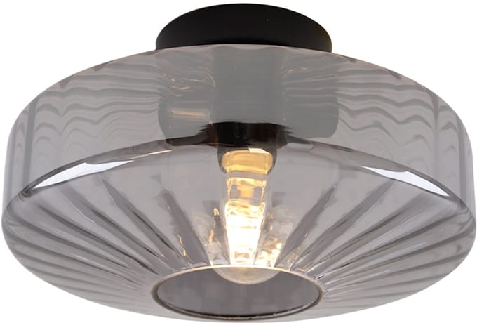 Olucia - SEVDA - Plafondlamp - Grijs / Zwart - Vorm: Ovaal