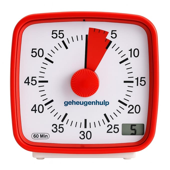 Visuele timer - maakt tijd zichtbaar- aftelschijf- Rood - Geheugenhulp