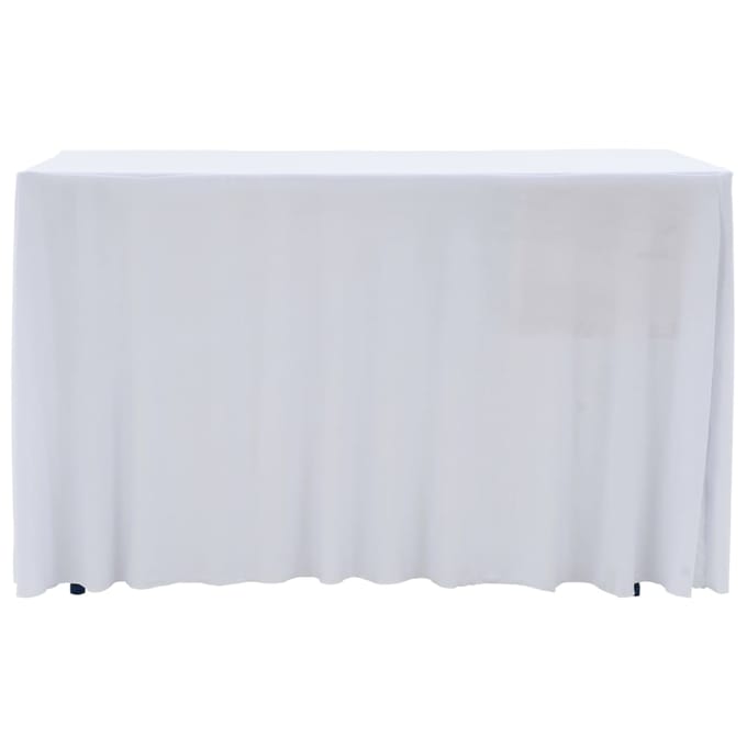 vidaXL - 2 - st - Tafelhoezen - stretch - met - rok - 183x76x74 - cm - wit