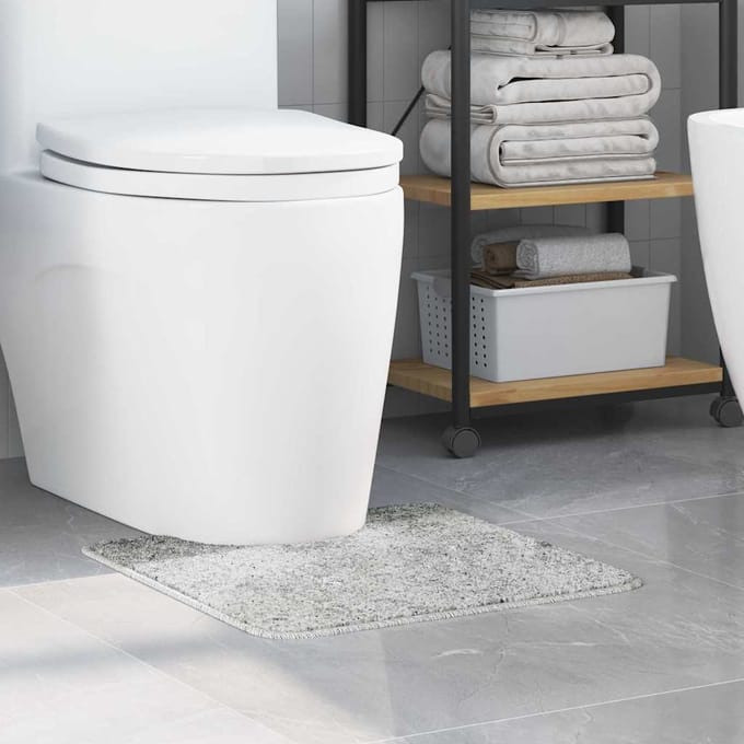 vidaXL - Antislip - Badmat - met - Toilet - Uitsnede - Grijs - 50 - x - 50 - cm - PP