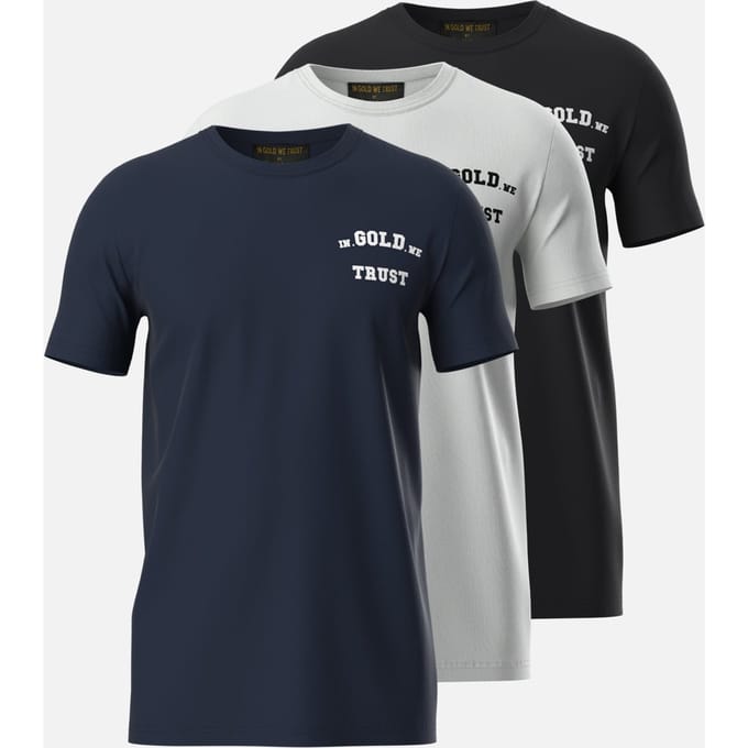 In Gold We Trust Basic T-shirt 3-pack 3 Pack W/b/b Größe: 3XL | Hemden Outlet | Unisex
