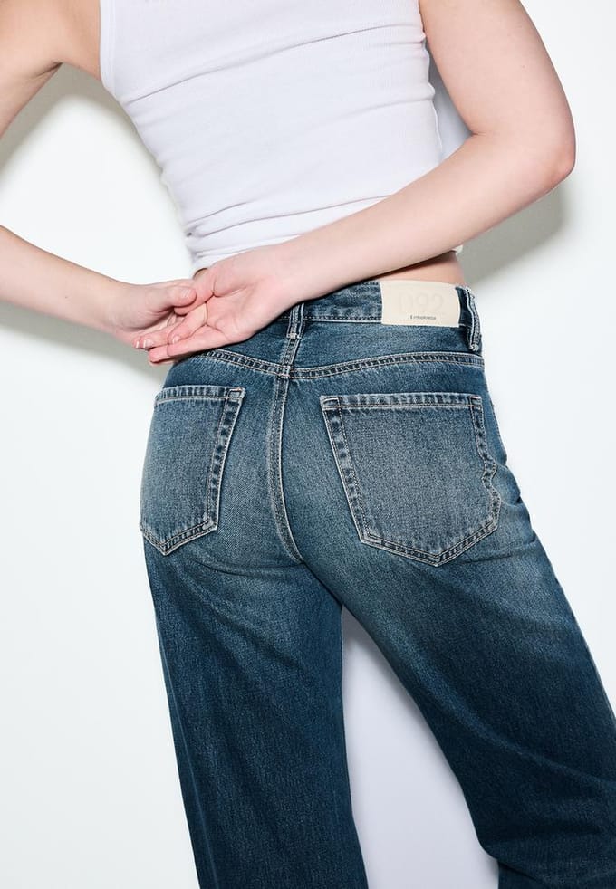 Stradivarius D92 straight wide jeans met scheuren  PARELGRIJZE DENIM WASSING 44