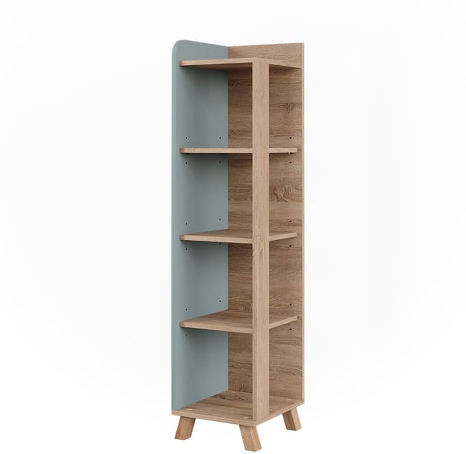 Vicco Karen Halfhoge kast – 30 x 128 cm met 4 compartimenten Sonoma/blauw