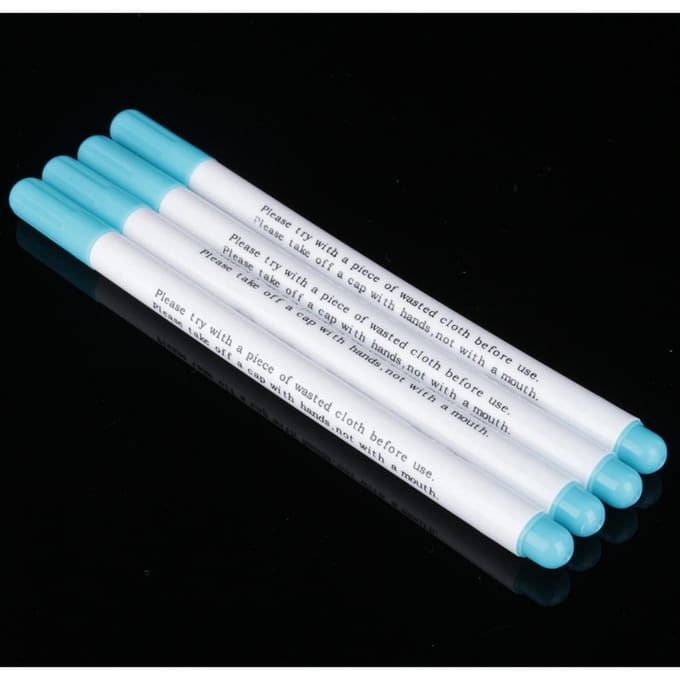 Lot de 4 marqueurs de point de croix solubles et effaçables à l'eau, avec œillets et encre pour tissu white