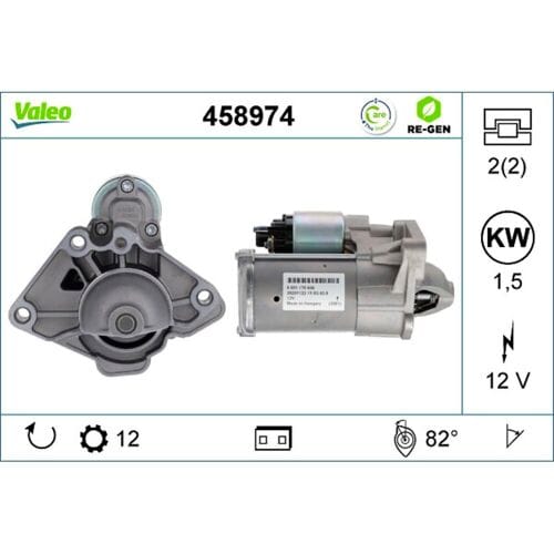 Startmotor / Starter VALEO RE-GEN REMANUFACTURED STOP&START; VALEO 458974