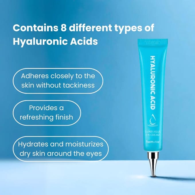 Farm Stay Crème Yeux Super Aqua Acide Hyaluronique 45ml + CADEAU ALEATOIRE blue